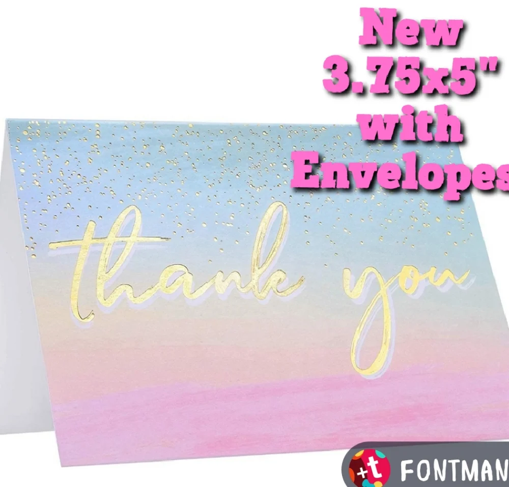 10 ct  Thank You Cards -Elegant Watercolor…